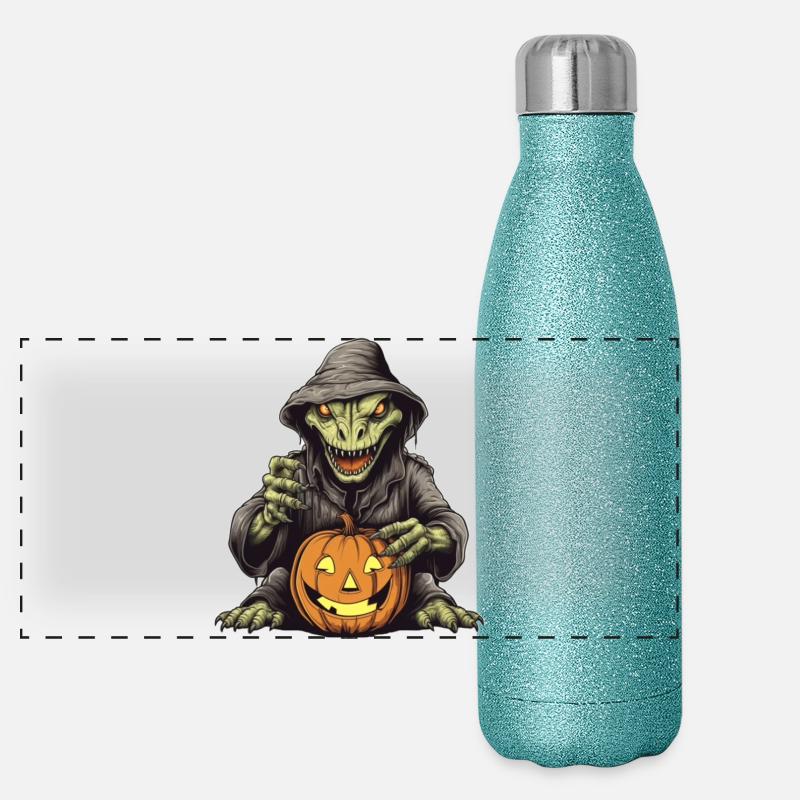 Creepy Pumpkin Monster Print Panoramic Glitter Thermal Bottle 500 ml