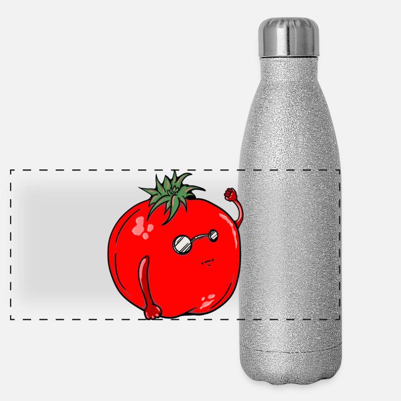 Humorvoller Tomate mit Sonnenbrille Panorama Glitzer Isolierflasche 500 ml