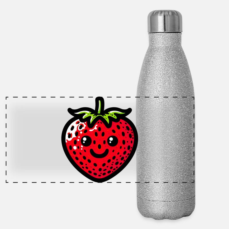 Fraise Fraises Gourde isotherme panoramique pailletée 500 ml