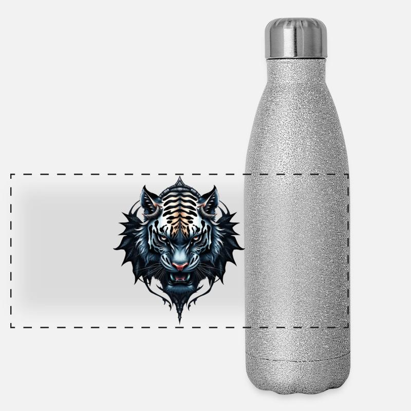 Die Kraft und Anmut des Tigers. Panorama Glitzer Isolierflasche 500 ml