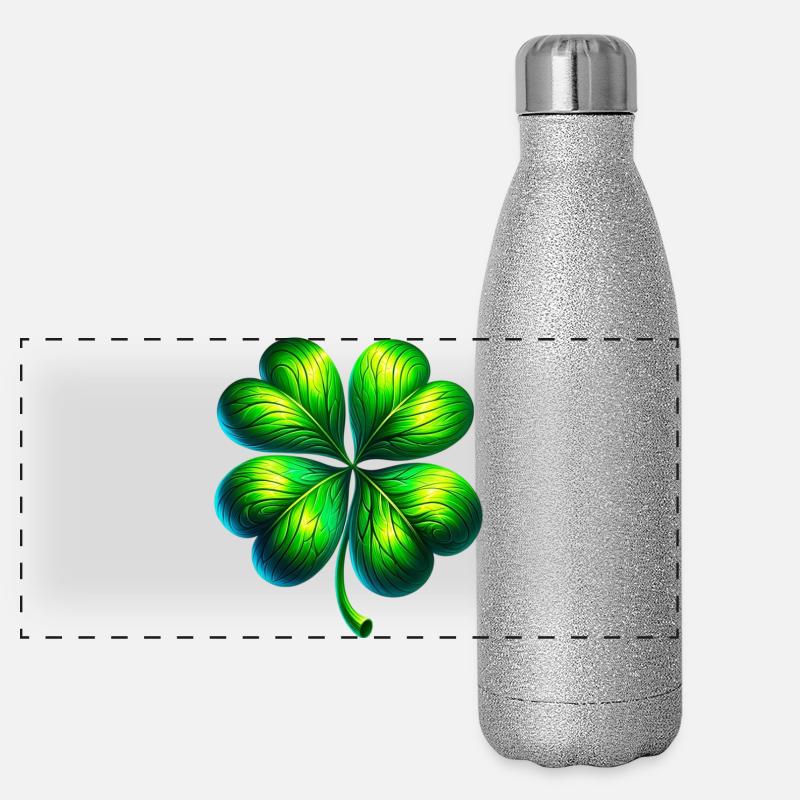 Trèfle à quatre feuilles Gourde isotherme panoramique pailletée 500 ml