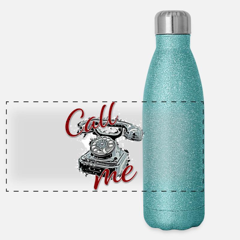 Ruf mich an !!! Panorama Glitzer Isolierflasche 500 ml