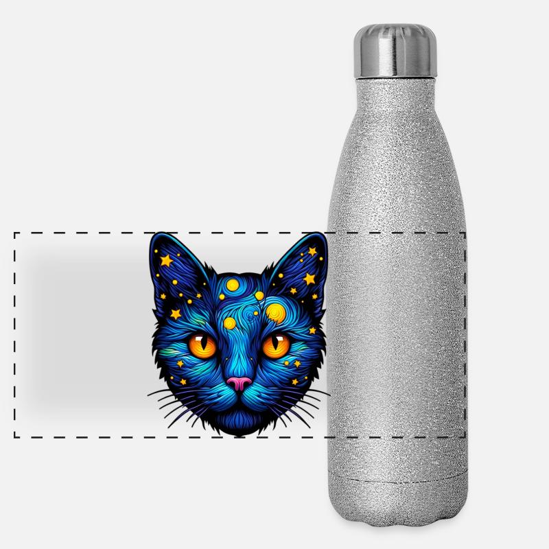Katze Panorama Glitzer Isolierflasche 500 ml