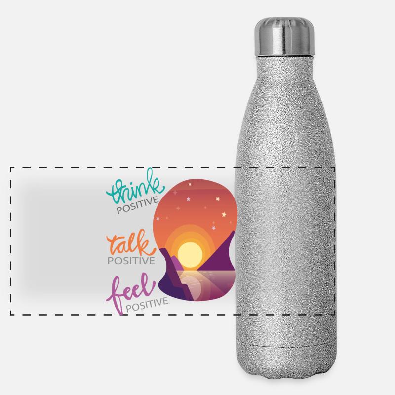 Penser positif Gourde isotherme panoramique pailletée 500 ml