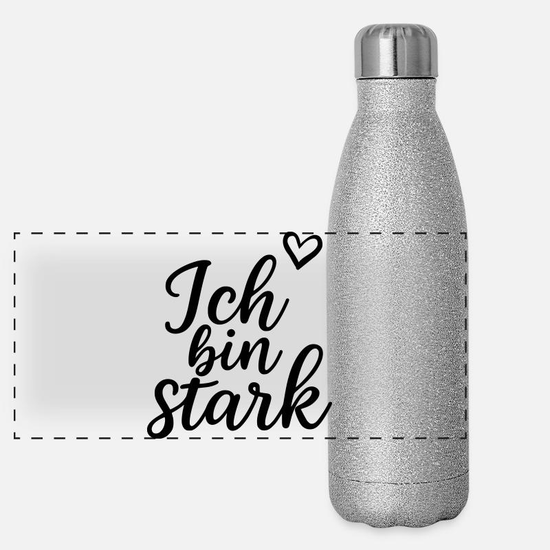 Ich bin stark Panorama Glitzer Isolierflasche 500 ml