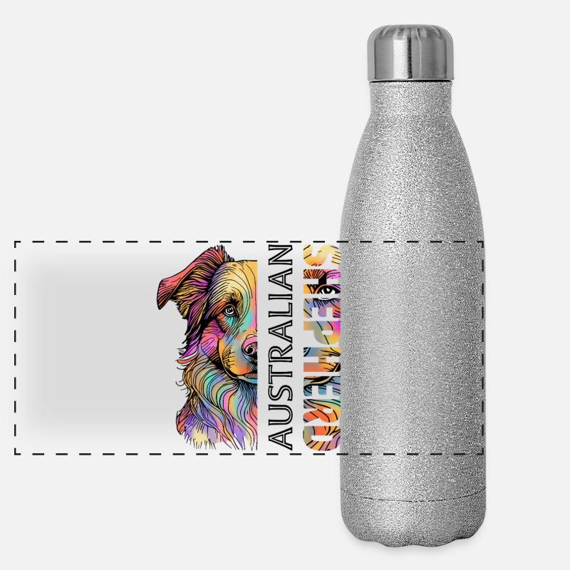Australian Shepherd Panorama Glitzer Isolierflasche 500 ml