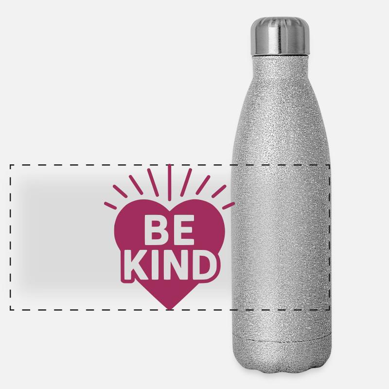 Heart with Be Kind Message Panoramic Glitter Thermal Bottle 500 ml
