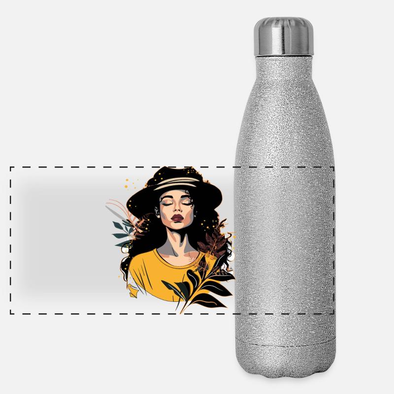 Woman's face Panoramic Glitter Thermal Bottle 500 ml