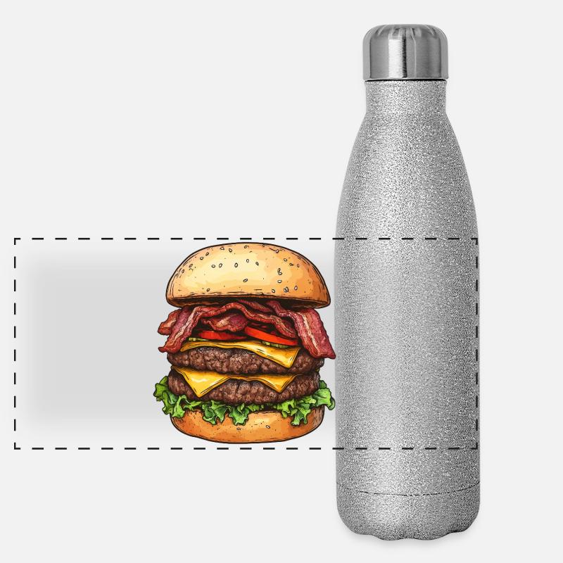 Double Bacon Cheeseburger :) Panoramic Glitter Thermal Bottle 500 ml