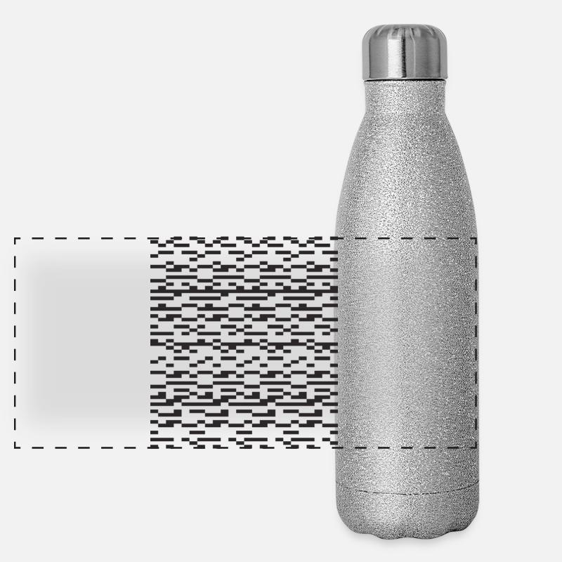 Noir Stripe pixelled Glitch Grid Panoramic Glitter Thermal Bottle 500 ml