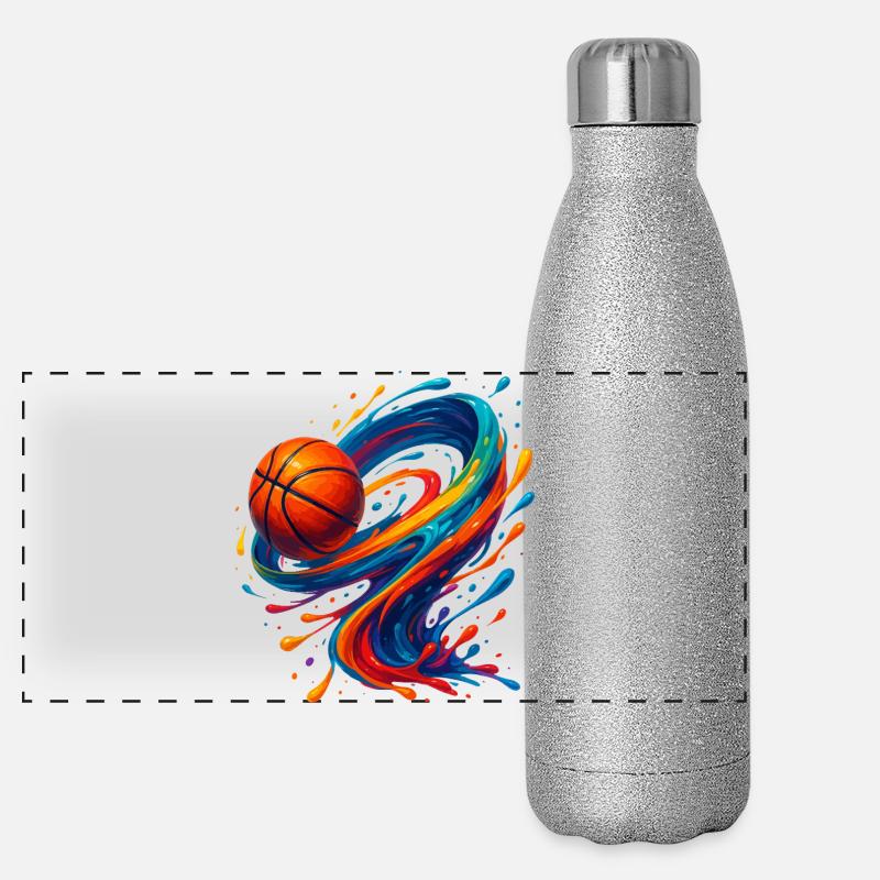 Lebendiger Orbit Basketball Splash Panorama Glitzer Isolierflasche 500 ml
