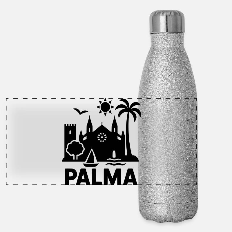 palma silhouette mallorca Panorama Glitzer Isolierflasche 500 ml