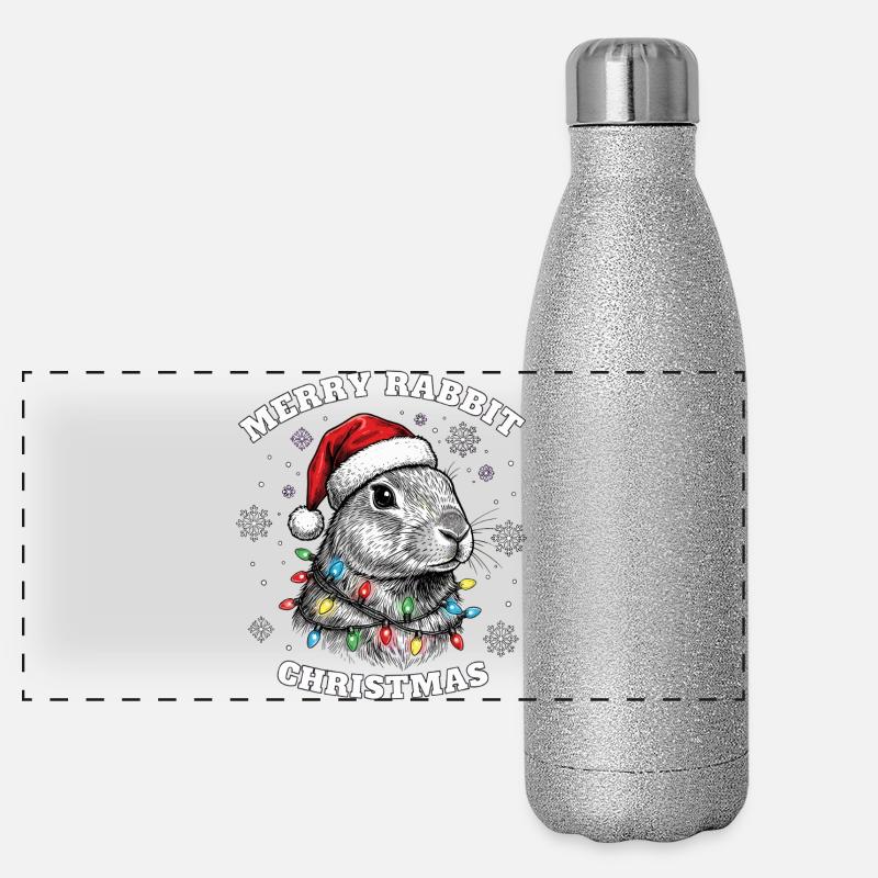 Noël lapin Noël Drôle Mignon Gourde isotherme panoramique pailletée 500 ml