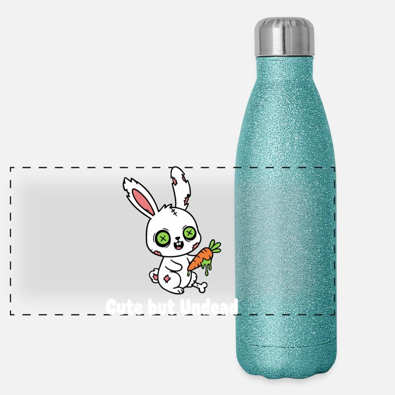 Süßer Zombie-Hase mit Karotte Panorama Glitzer Isolierflasche 500 ml