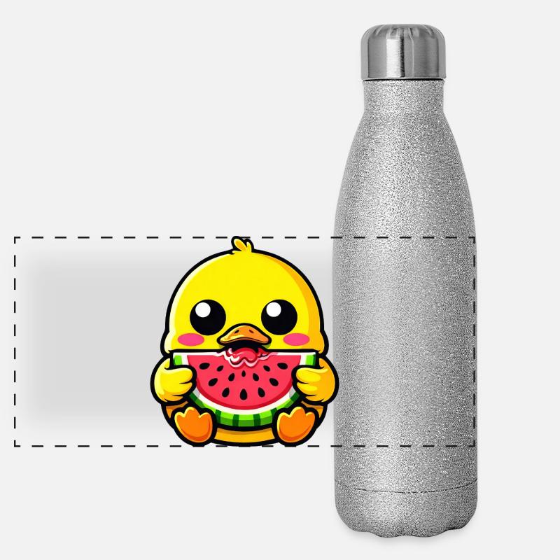 Été du canard doux Chibi Kawaii Melon Gourde isotherme panoramique pailletée 500 ml