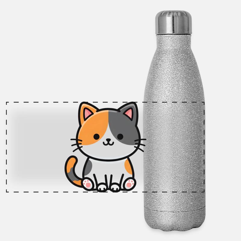 Charme du duo de chats bicolores Gourde isotherme panoramique pailletée 500 ml