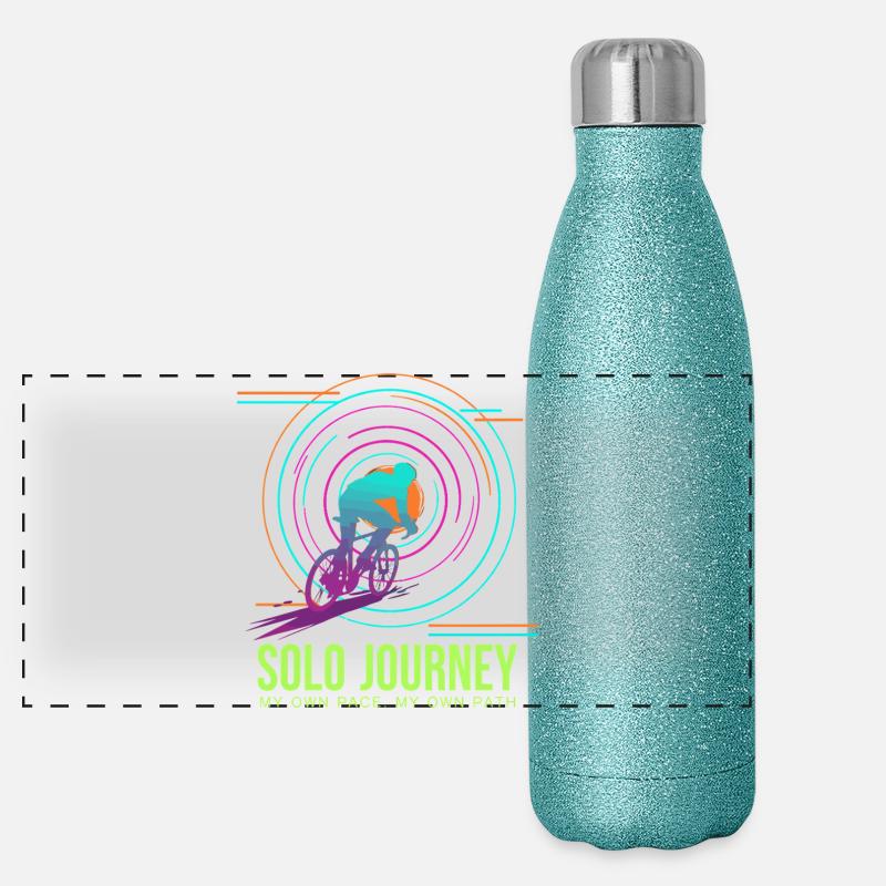Solo Journey Neon Cyclist Panoramic Glitter Thermal Bottle 500 ml