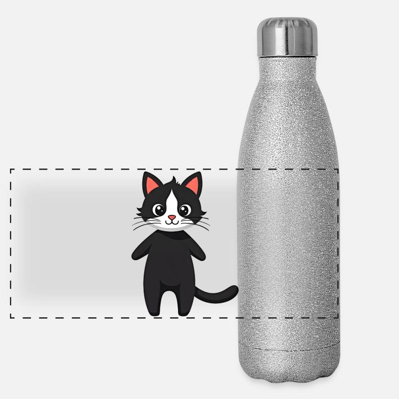 Chat noir Gourde isotherme panoramique pailletée 500 ml