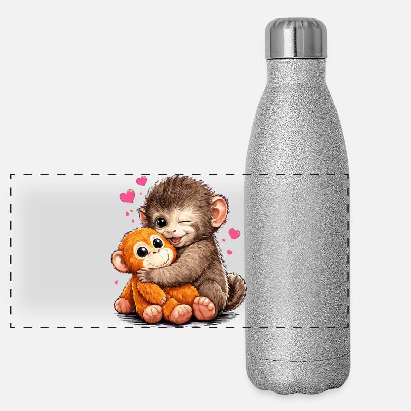Cadeau drôle de Monkey Punch Gourde isotherme panoramique pailletée 500 ml