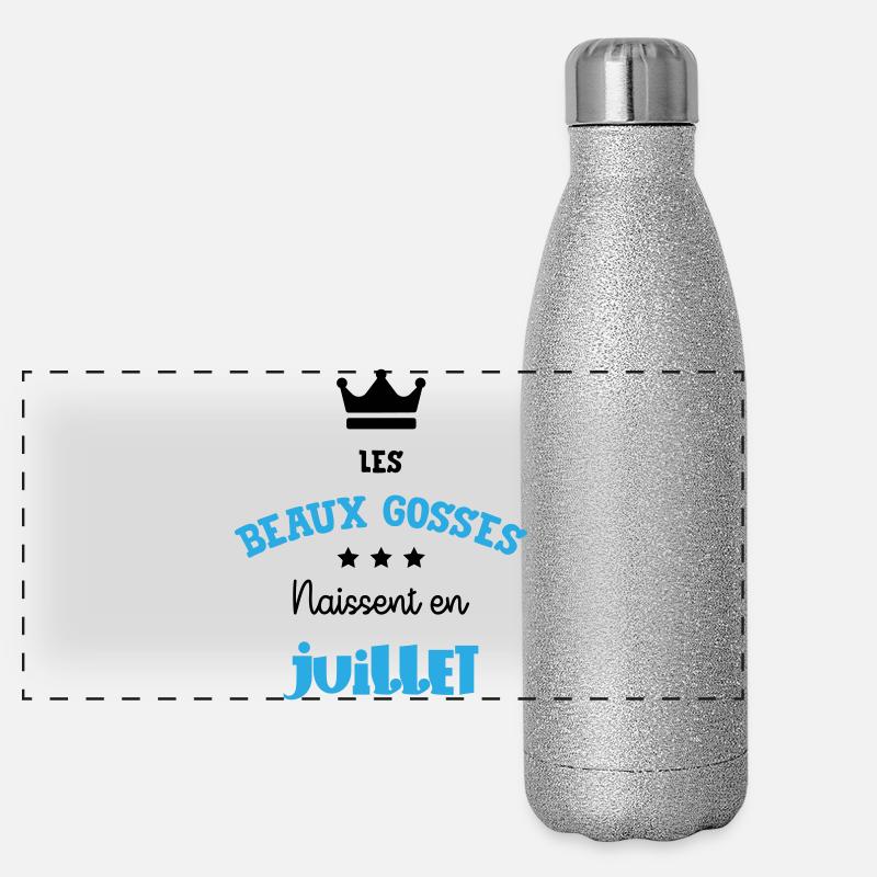 Cadeau naissance bébé garçon Juillet Beaux Gosses Gourde isotherme panoramique pailletée 500 ml