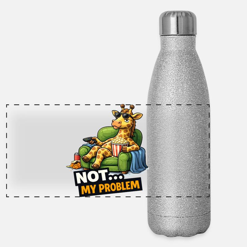Nicht mein Problem Giraffen-Couch-Meme Panorama Glitzer Isolierflasche 500 ml
