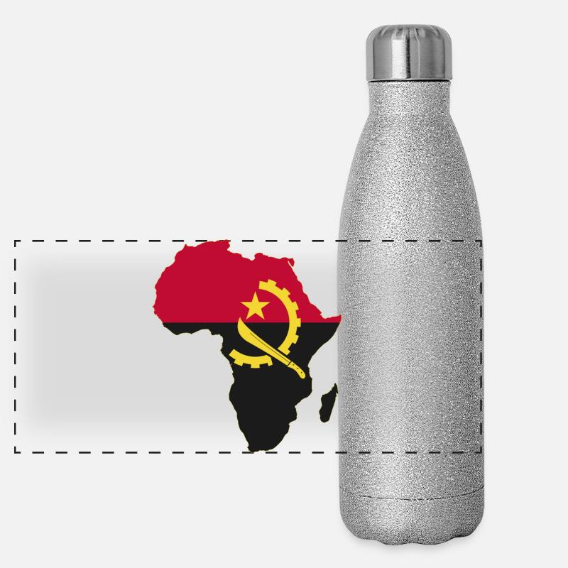 Angola flag Africa used Panoramic Glitter Thermal Bottle 500 ml