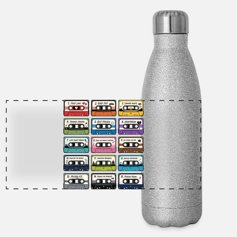 Collection de Cassettes Audio Rétro Gourde isotherme panoramique pailletée 500 ml