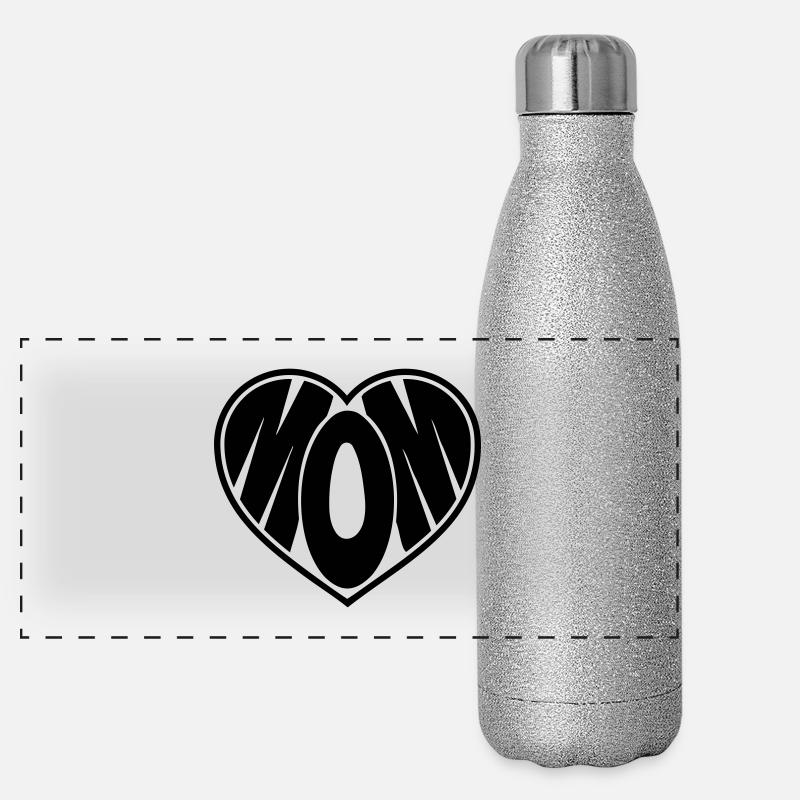 Mom Herz Mama Muttertag Mutterherz Panorama Glitzer Isolierflasche 500 ml