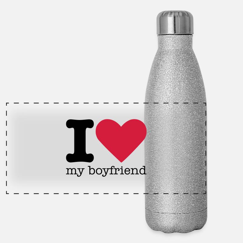 I Love My Boyfriend Panorama Glitzer Isolierflasche 500 ml