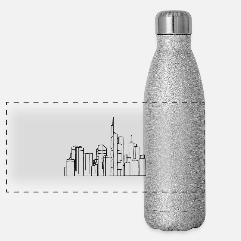 Frankfurt Skyline - Panoramic Glitter Thermal Bottle 500 ml - silver glitter