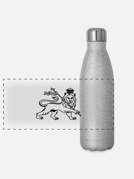 Reggae lion - Panorama Glitzer Isolierflasche 500 ml - Silber Glitzer