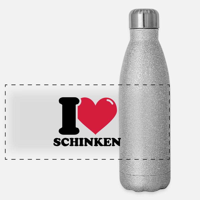 I love Schinken Panorama Glitzer Isolierflasche 500 ml