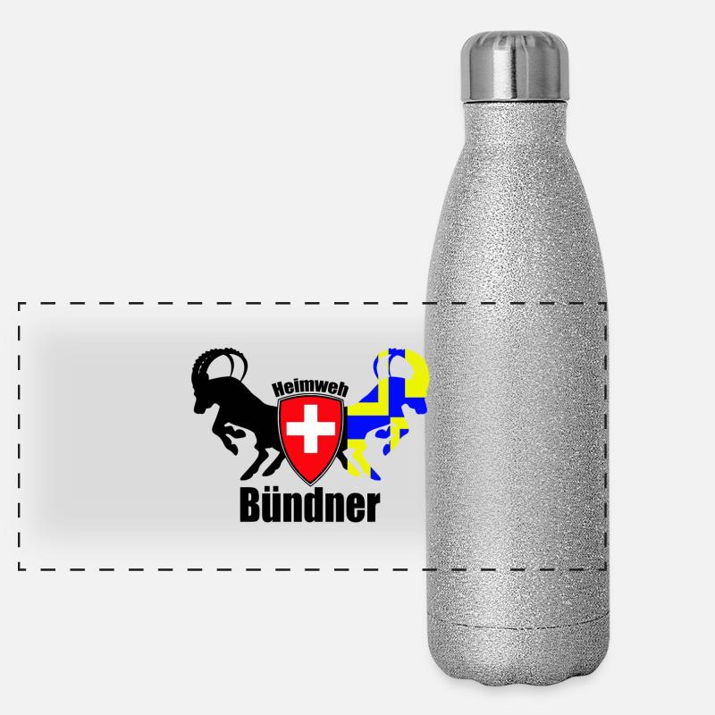 heimweh bündner - Panorama Glitzer Isolierflasche 500 ml - Silber Glitzer