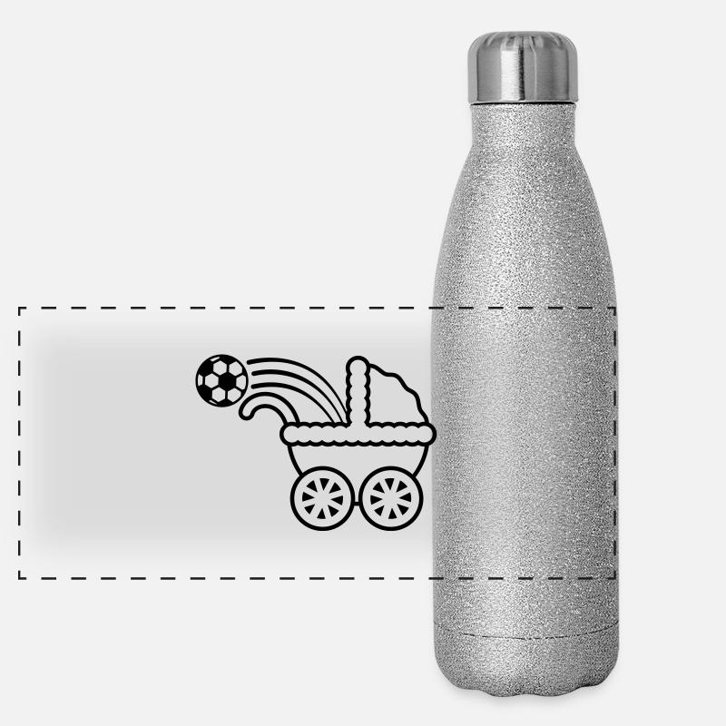 born_to_play_soccer Panorama Glitzer Isolierflasche 500 ml