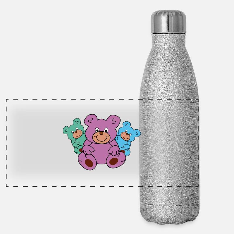 Teddybären Teddys Bären bunt drei Panorama Glitzer Isolierflasche 500 ml