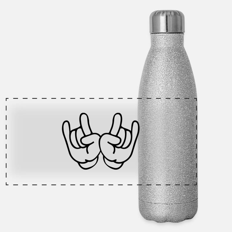 hands rock symbol Panorama Glitzer Isolierflasche 500 ml