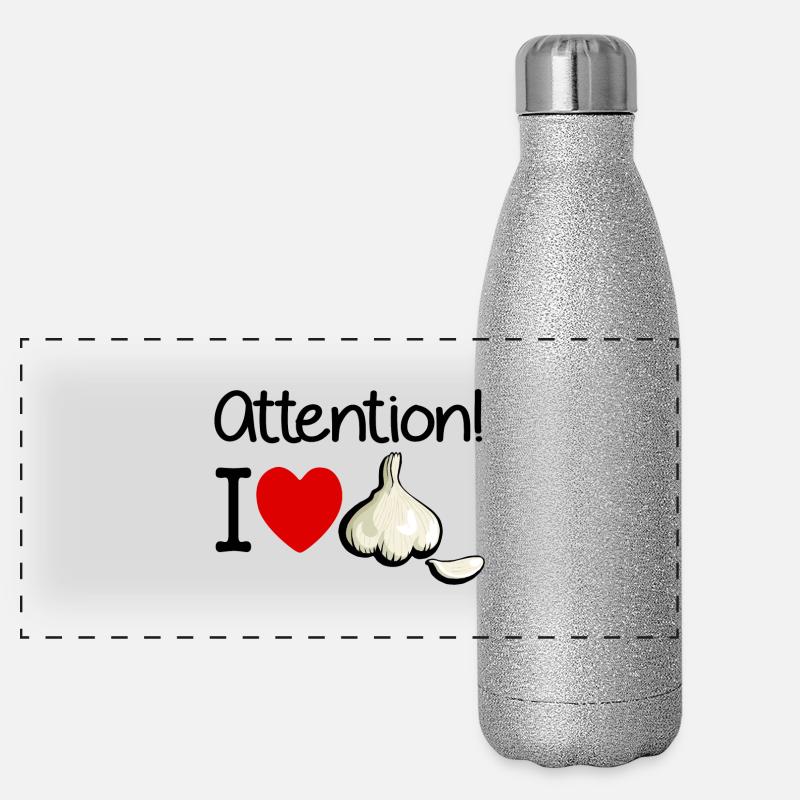 Knoblauch Achtung Kochen Geruch Geschenk Panorama Glitzer Isolierflasche 500 ml