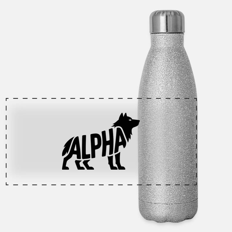 Alpha - Motivational Wolf Logo Panoramic Glitter Thermal Bottle 500 ml