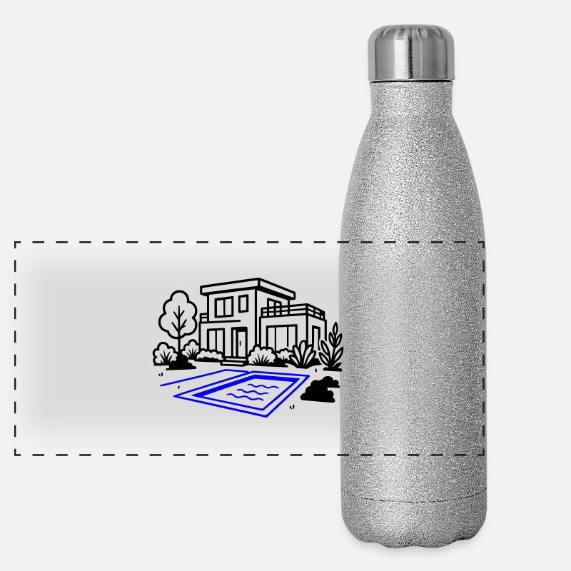 House Villa House Construction Panoramic Glitter Thermal Bottle 500 ml