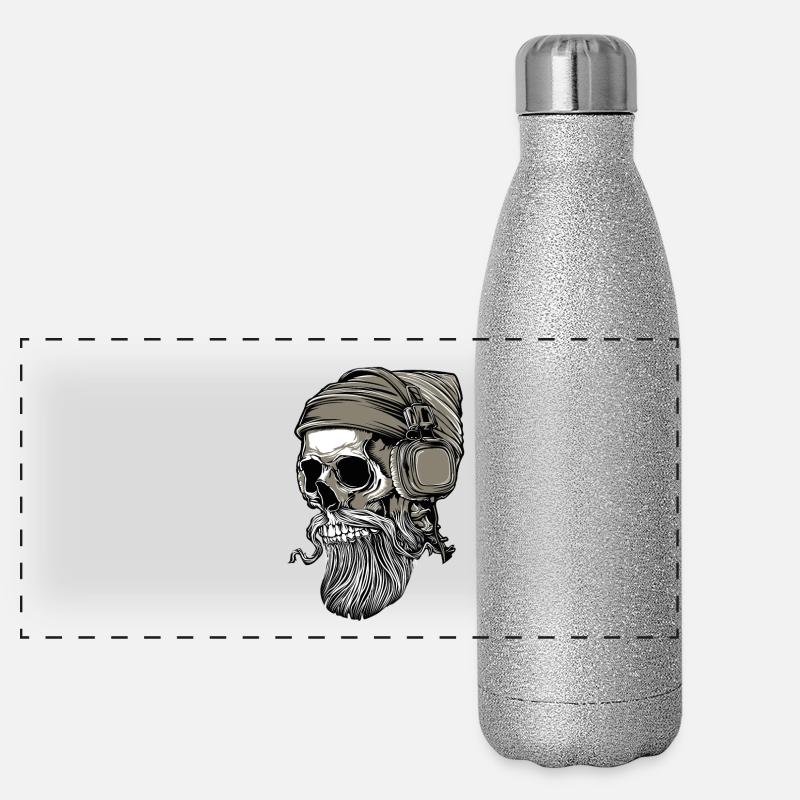 Bart Hipster crâne avec un casque Gourde isotherme panoramique pailletée 500 ml