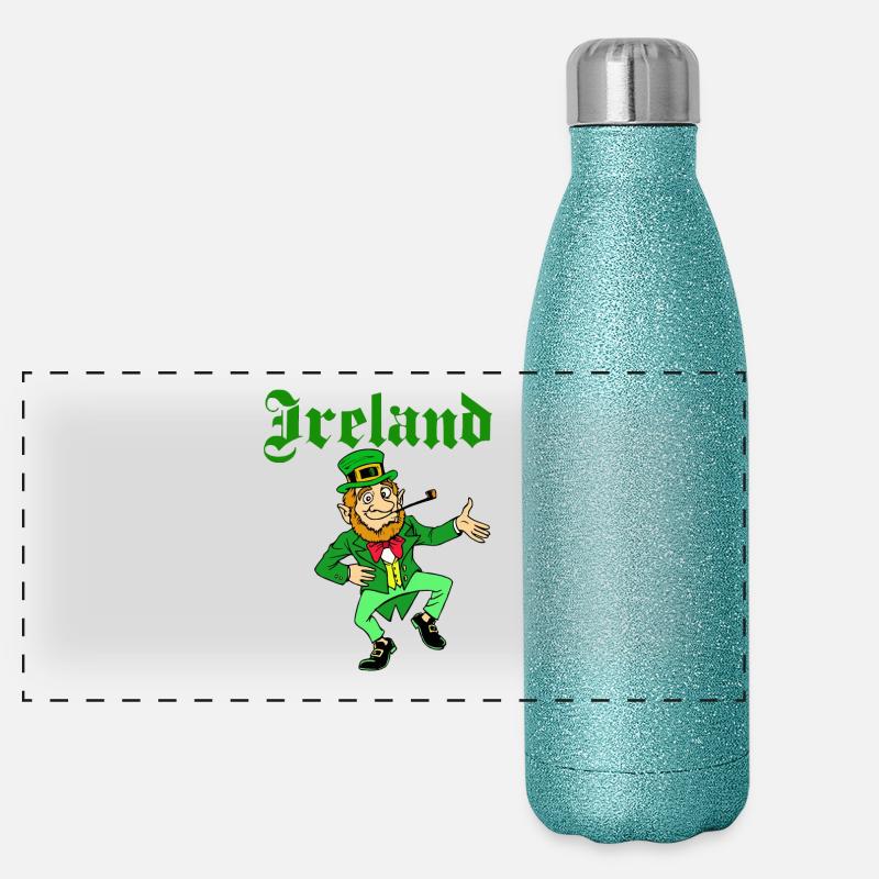 Irlande St Patrick Leprechaun Gourde isotherme panoramique pailletée 500 ml