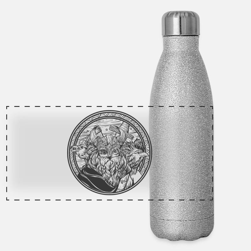 Odin mit seiner Raben Panorama Glitzer Isolierflasche 500 ml