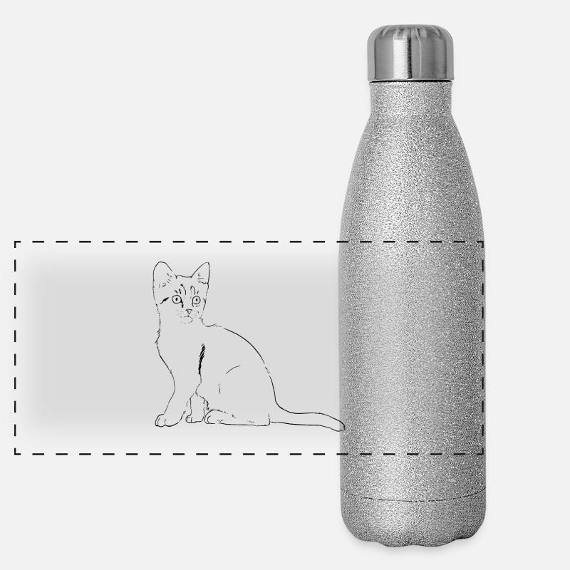 chat Illustration Gourde isotherme panoramique pailletée 500 ml