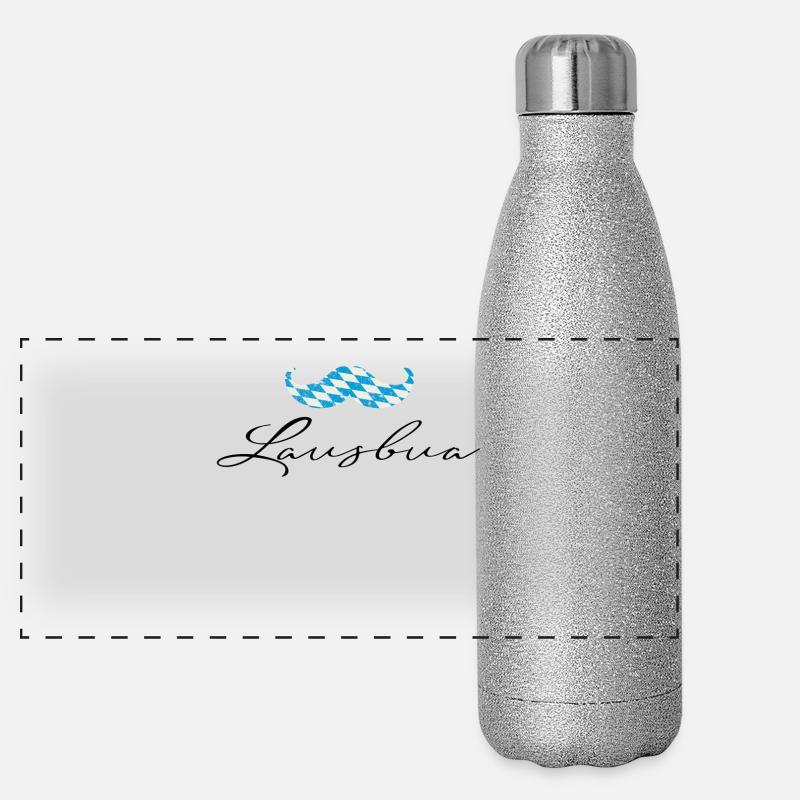 lausbua mit bayrischen bart Panorama Glitzer Isolierflasche 500 ml