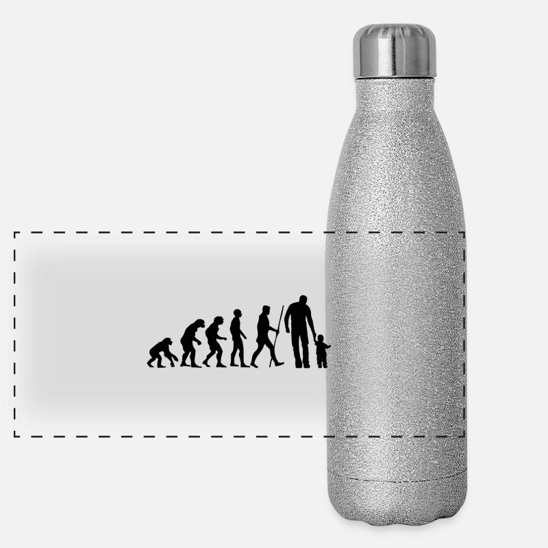 Evolution Vater und Kind Sohn Tochter Geschenk Panorama Glitzer Isolierflasche 500 ml