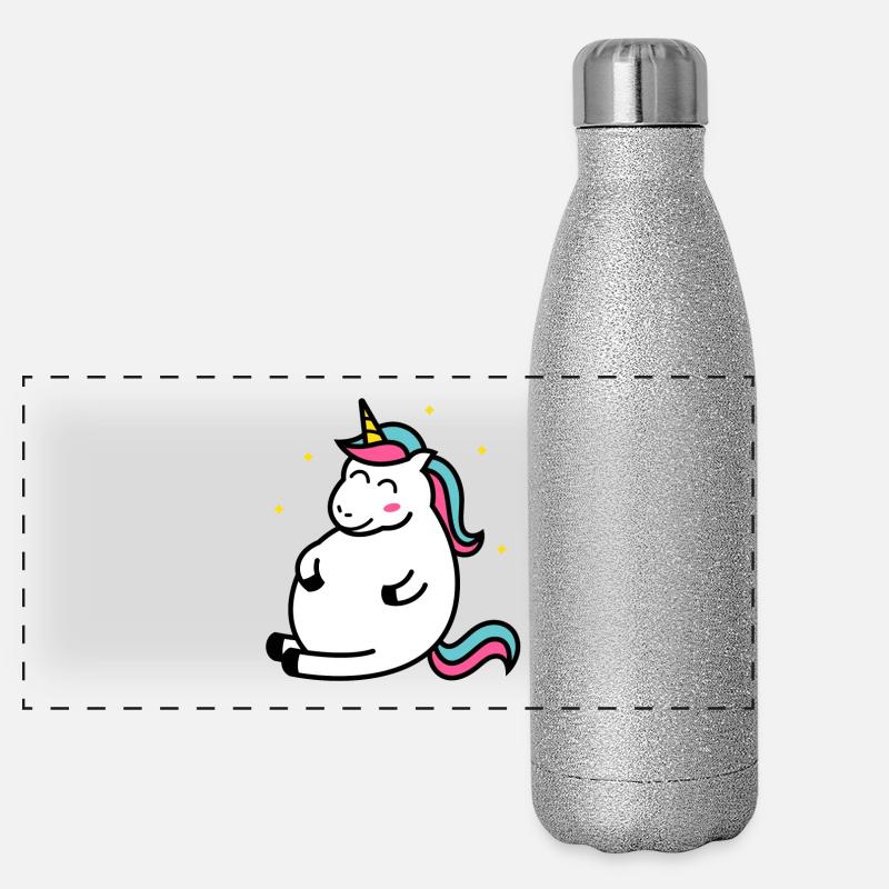Fat Unicorn Dickes Einhorn Kurven Hunger Geschenk Panorama Glitzer Isolierflasche 500 ml