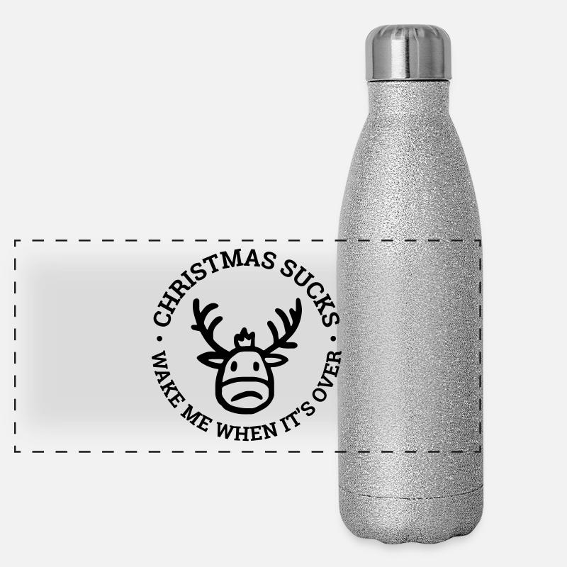 Weihnachten ist zum Kotzen Panorama Glitzer Isolierflasche 500 ml