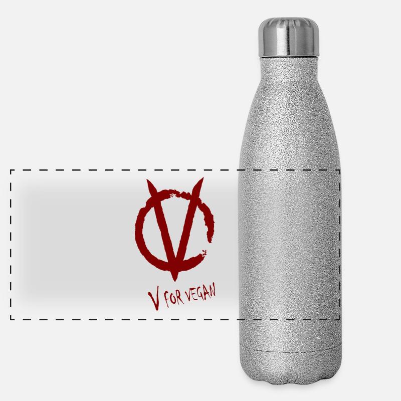 V for vegan red Panoramic Glitter Thermal Bottle 500 ml