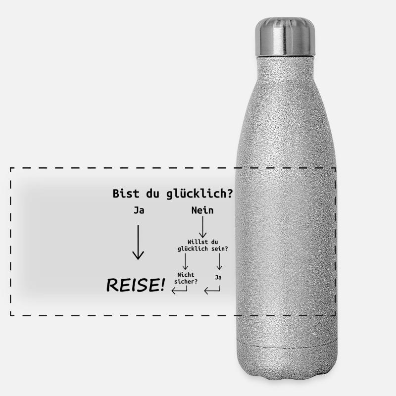 Glücklich Reisen Reise Spruch Motto Geschenk Panorama Glitzer Isolierflasche 500 ml