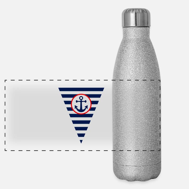 Flagge,Anker, maritim Panorama Glitzer Isolierflasche 500 ml